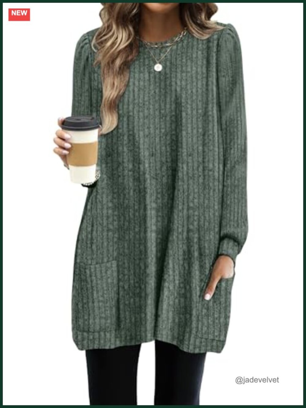 Long Sleeve Tunic Sweater with Pockets Loose Fit Pullover